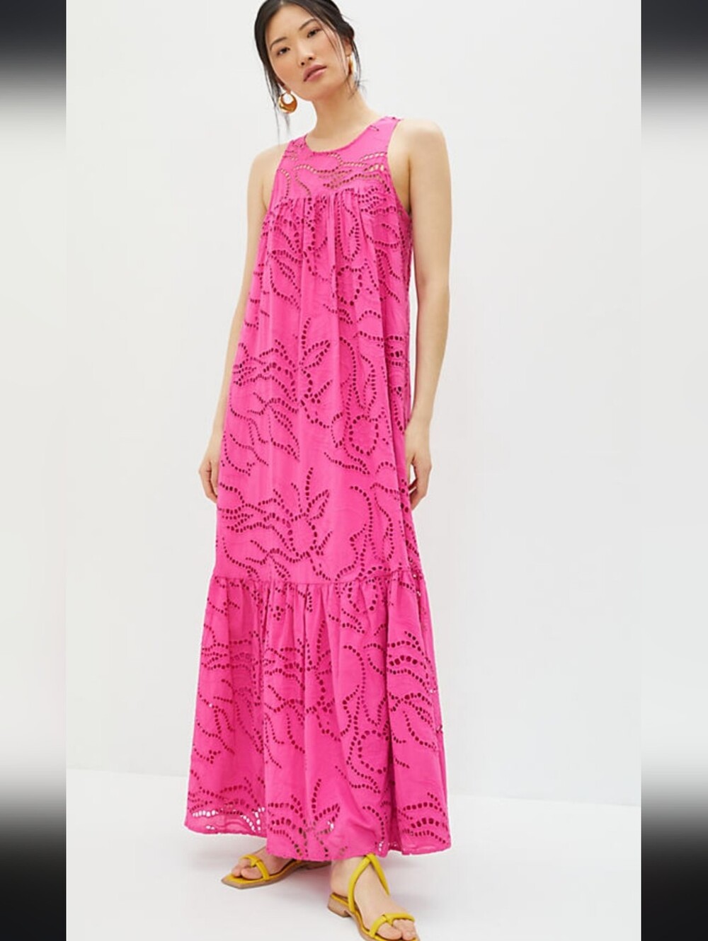 Anthropologie Maeve Belrose Eyelet Maxi Dress